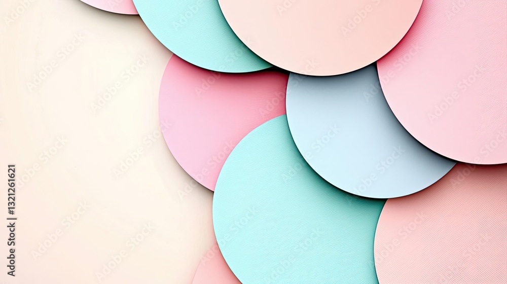 Poster geometric shapes illustration abstract background concept. colorful abstract paper circles in pastel