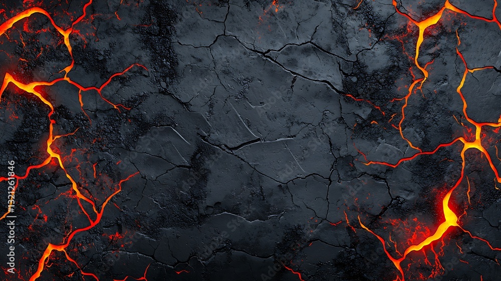 Aufkleber glowing magma textures fire dynamic, black lava texture with glowing cracks for background design us