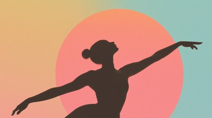 Silhouette of a ballerina in a graceful pose. she is standing with her arms stretched out to the sides and her head tilted upwards, as if she is in the middle of a dance.