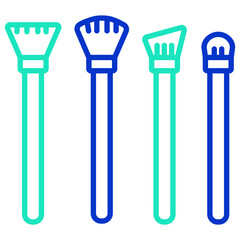 Makeup Brush Set outline dual color icon