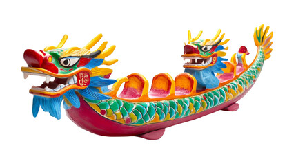 Dragon Boat Festival PNG file transparent background &ndash; Flat vector of a colorful dragon boat racing across the water