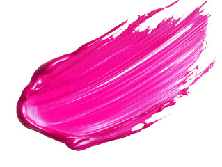 A dab of pink paint isolated on a transparent background. Bright, pink paint stroke with uneven, textured edges