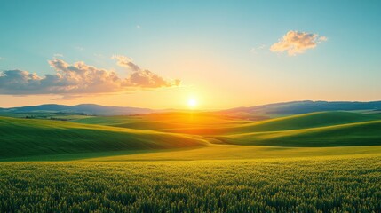 Fototapeta premium Scenic sunset over rolling hills