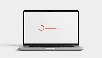 Progress bar loading on laptop screen, online course completion