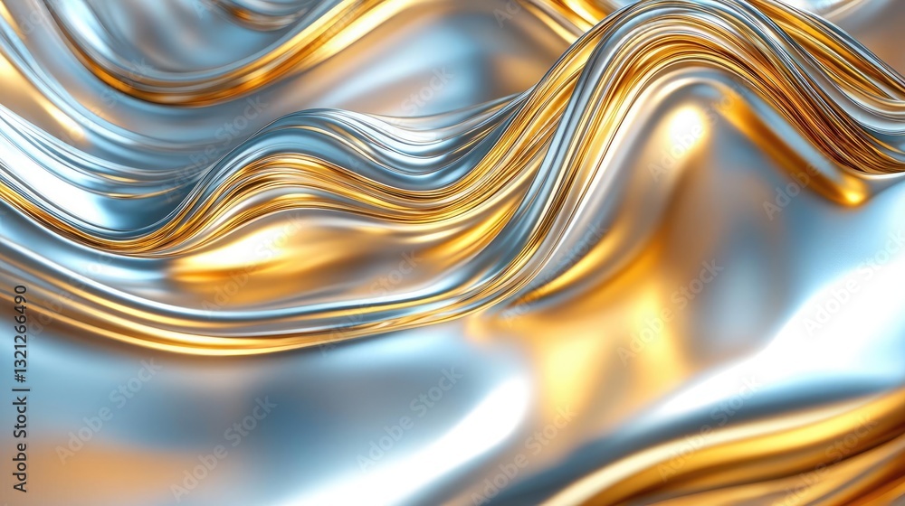 Aufkleber 3d abstract art background concept. abstract waves of metallic gold and silver create a mesmerizing 