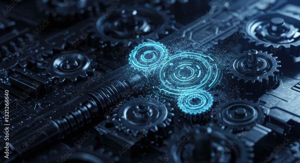 Poster digital transformation: interconnected gears and technology synergy in a complex system