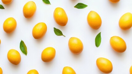 Seamless Mango Pattern - Fresh Tropical Fruit on White Background  
