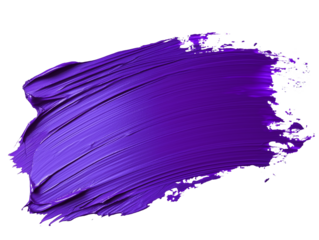 Purple paint strokes isolated on a transparent background. Bright, broad strokes of purple paint with uneven, textured edges