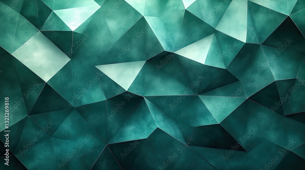 Aufkleber teal geometric abstract background; polygonal texture
