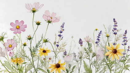Fototapeta premium Watercolor Wildflowers in Bloom