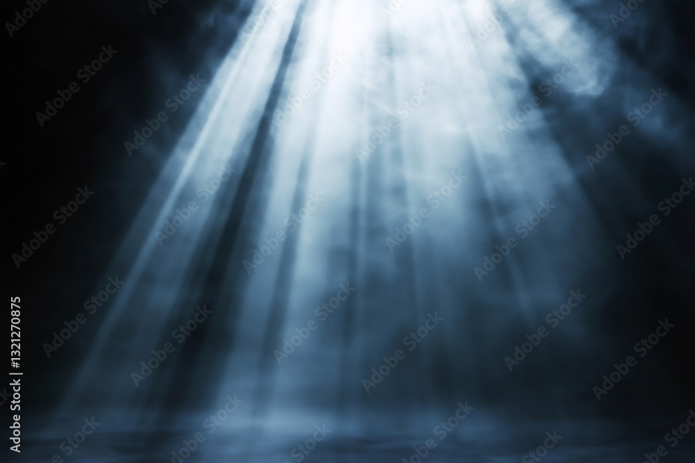 Poster beams of soft light filtering through a smoky atmosphere, creating a dramatic and mysterious effect,