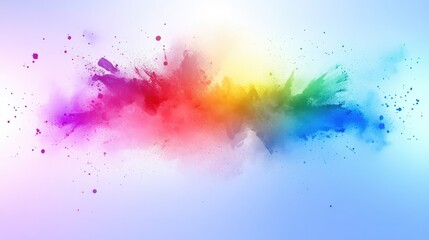 Fototapeta premium Vibrant abstract color splash with a rainbow gradient against a soft blue background, ideal for creative projects
