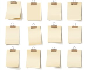 Blank sticky notes, various angles and positions