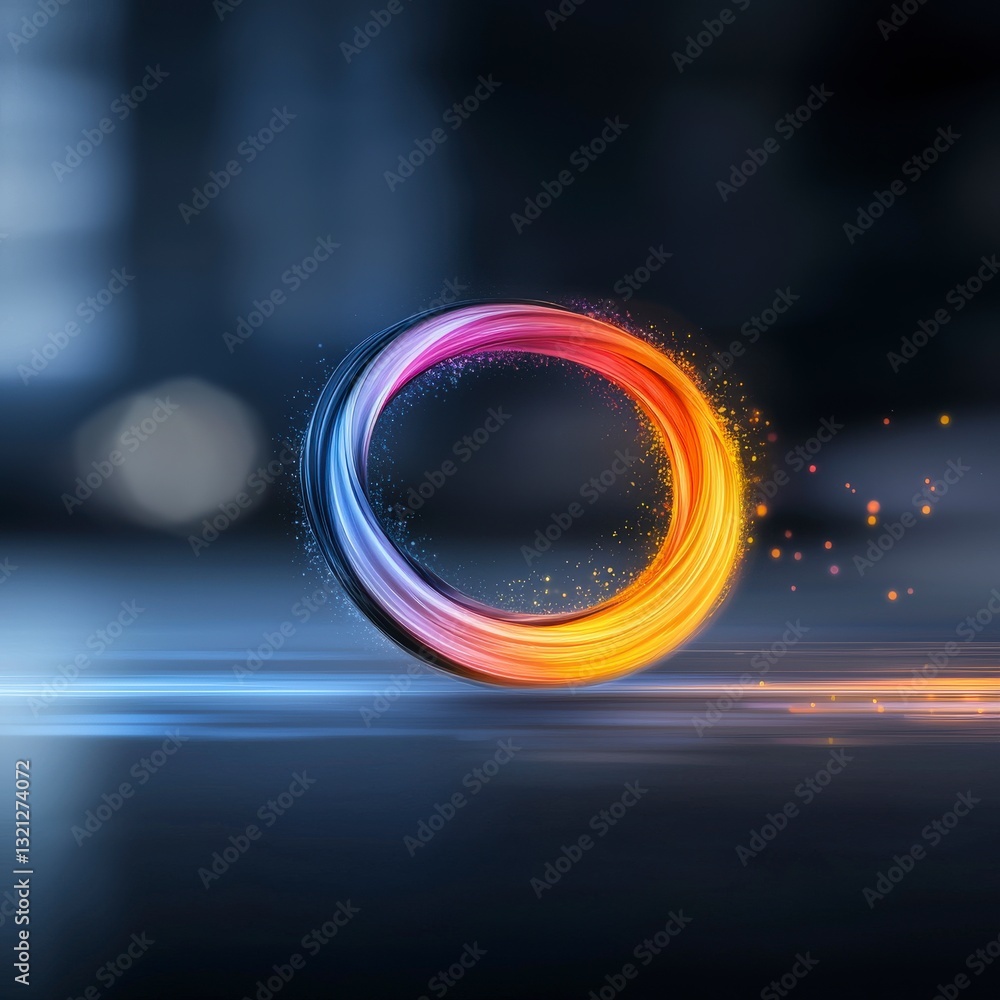 Poster colorful swirling light with dynamic trails on dark background creating an abstract and vibrant ener