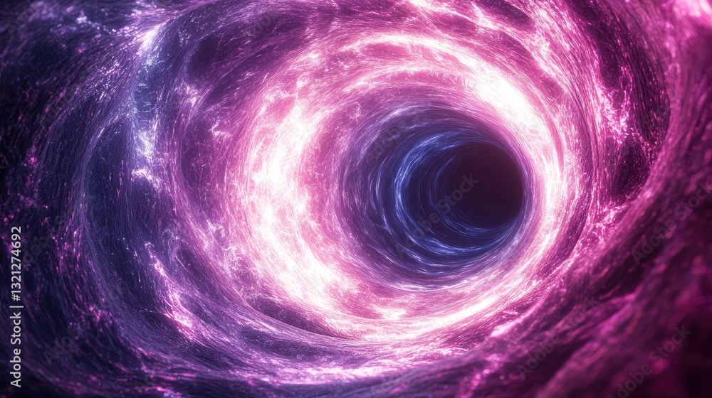 Poster cosmic vortex tunnel in space, possible use as scientific or fantasy background