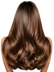 Fototapeta premium Woman with long, wavy, shiny brown hair