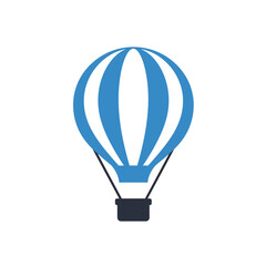 Obraz premium Hot air balloon soaring through the sky in minimal flat design vector art