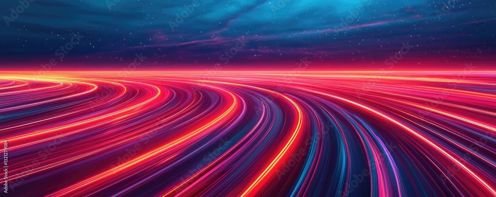 Poster aerial landscape abstract background idea. dynamic view of light trails on a road showcasing vivid c