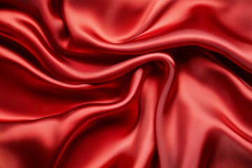 Obraz premium Luxurious red fabric with soft folds in close-up. Artificial Intelligence