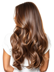 Naklejka premium Woman with long, wavy, shiny brown hair