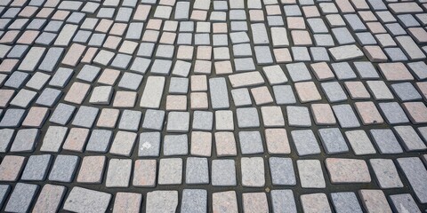 Granite cobblestone road, square stones, texture backdrop, pavement, monotone