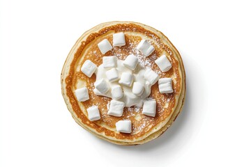 Food photography a Marshmallow pancakes top view isolated on a white