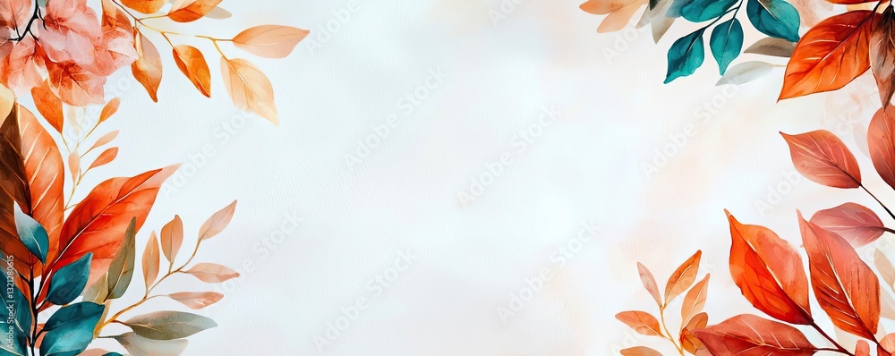 Poster geometric pattern design abstract background idea. beautiful watercolor leaves create a stunning dec