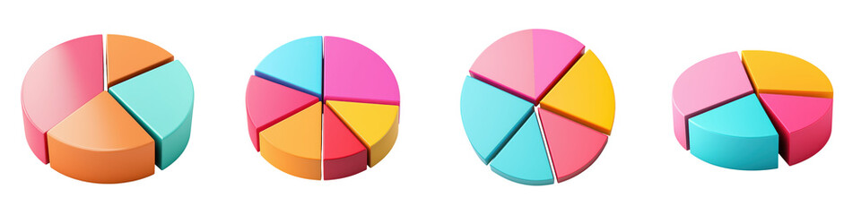 Vibrant and Detailed Pie Charts Displaying Data Trends Financial Information and Business Analytics for Presentations Reports and Decision Making