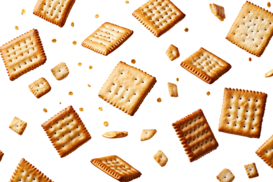 Mixed biscuits floating in the air isolated on transparent background - Powered by Adobe