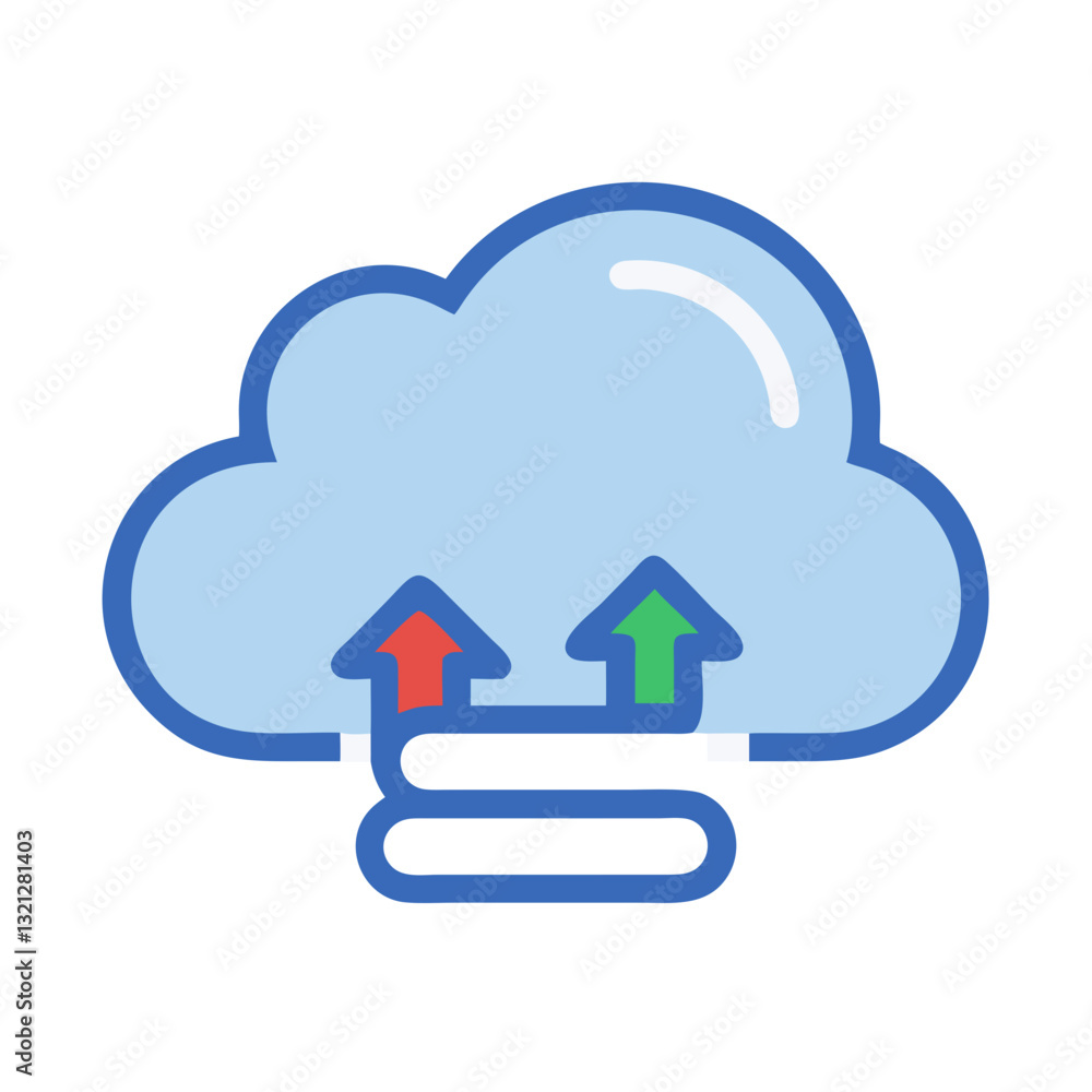 Poster cloud storage icon showing upload and download arrows