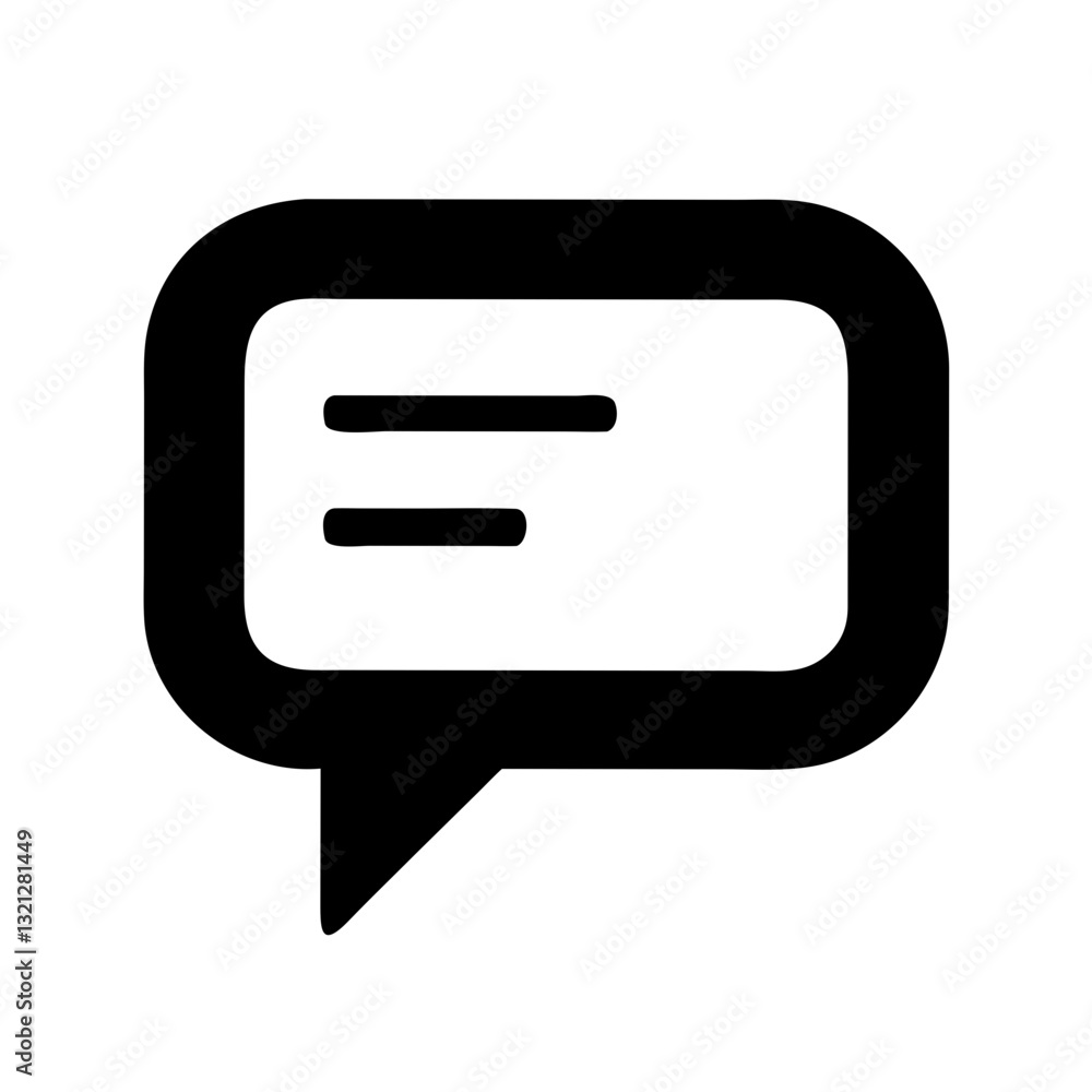 Poster speech bubble icon representing communication and dialogue in black