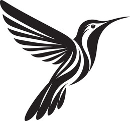 Elegant Black and White Hummingbird Vector Illustration