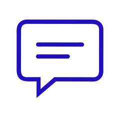 Speech bubble icon in blue on a white background  