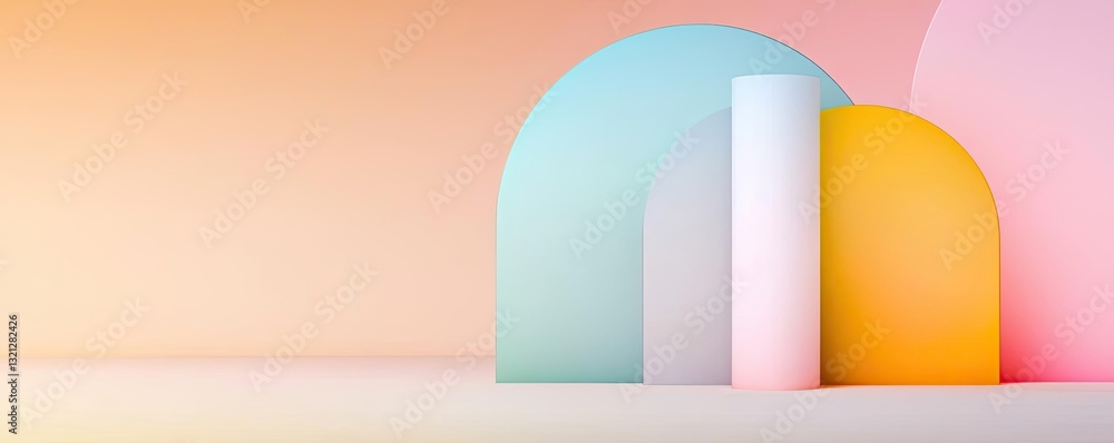 Poster 3d abstract art background concept. creative abstract shapes in soft pastel colors for modern design