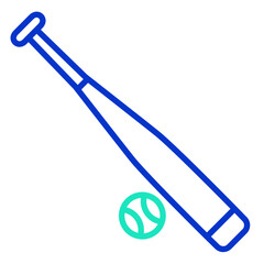 base ball with bat outline dual color icon