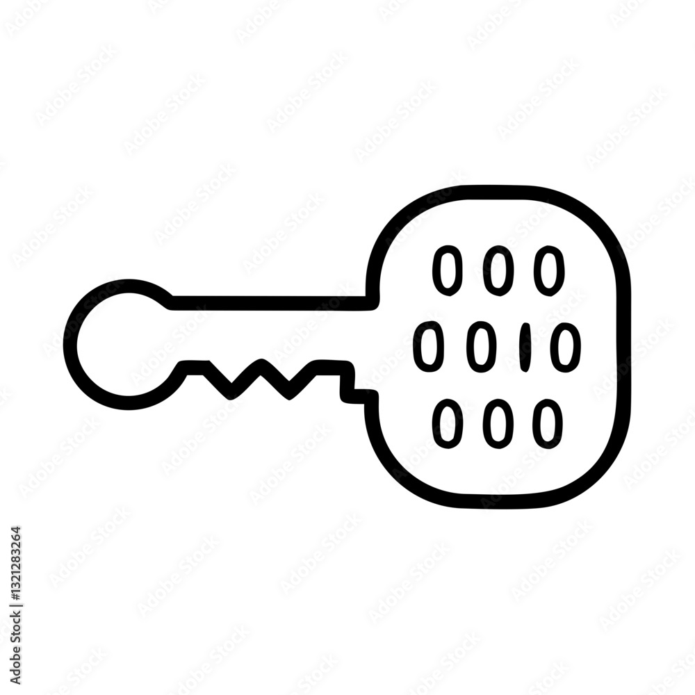 Poster simple line art illustration of a key for security and access concepts
