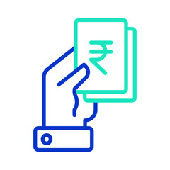 Cash payment rupee outline dual color icon