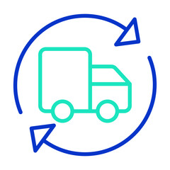 Delivery truck outline dual color icon