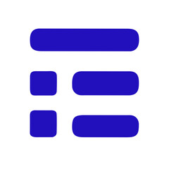 Blue menu icon, user interface element, navigation symbol, digital design, mobile app UI, website menu button, structured layout, minimalist style, vector illustration, UX component