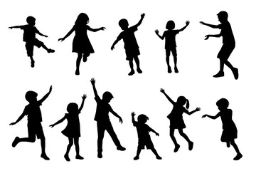 shadow shilloute People The children are playing happily gesture