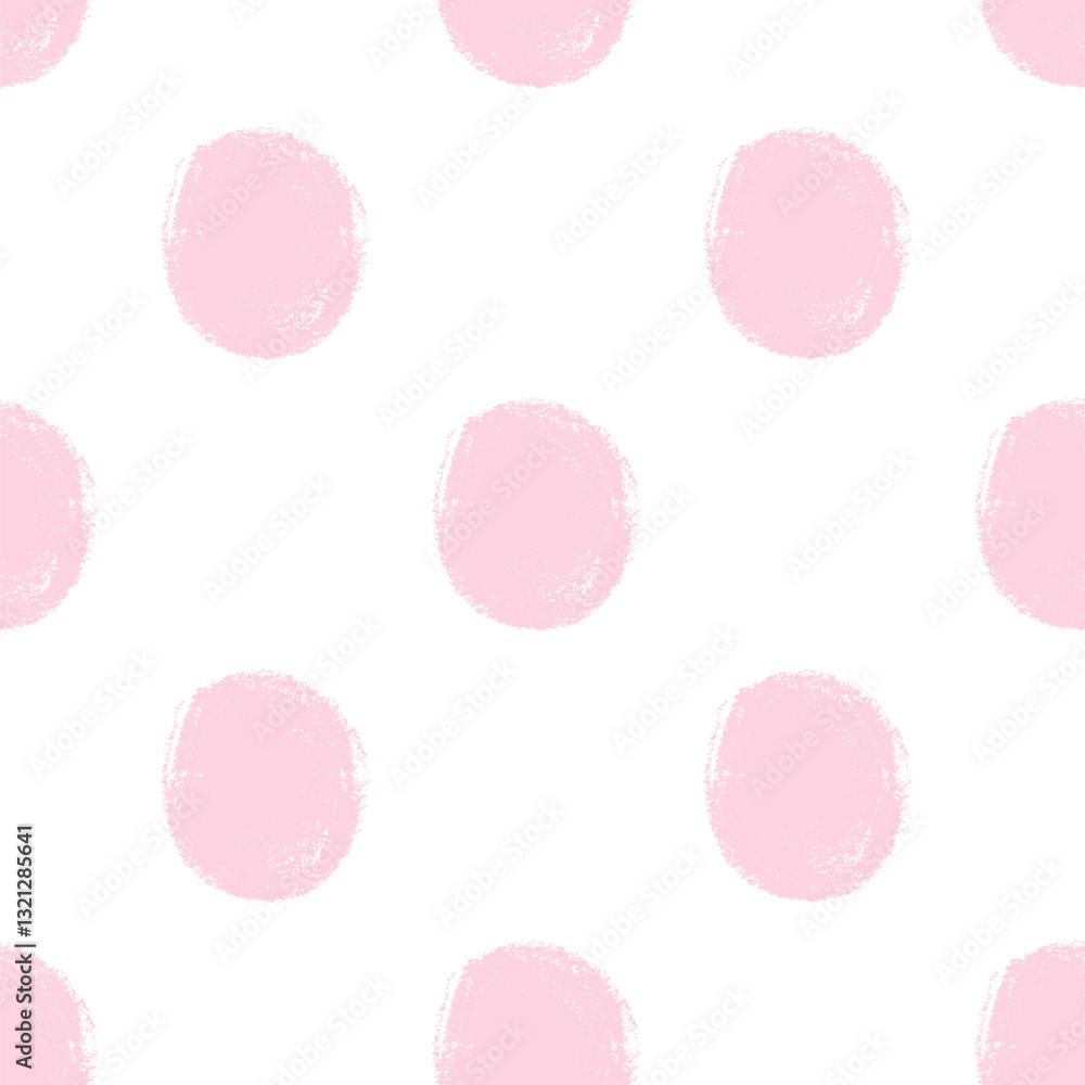 Poster polka dots pink abstract seamless pattern marker drawn. circular spots allover background. round bru