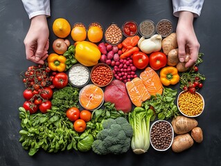 Colorful Organic Vegetables and Fruits for a Healthy Lifestyle - Fresh Seasonal Produce and Ingredients from Farmers Market