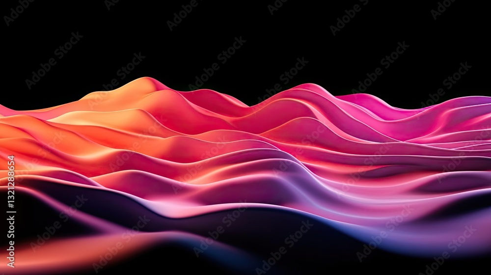 Poster 3d abstract art background concept. vibrant abstract waves in shades of pink and orange create a dyn