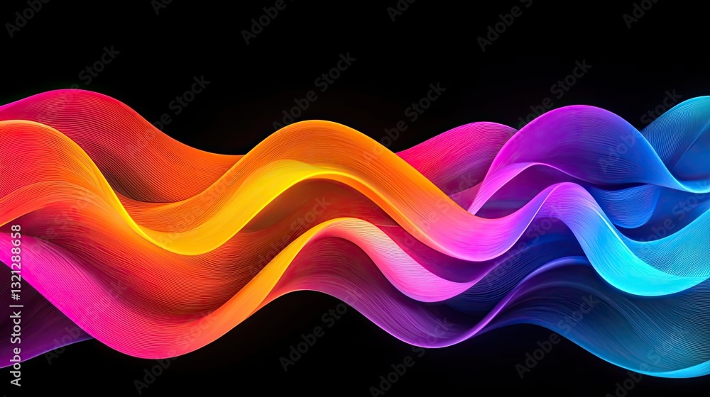 Poster 3d abstract art background concept. colorful wavy abstract background with vibrant lines and smooth 