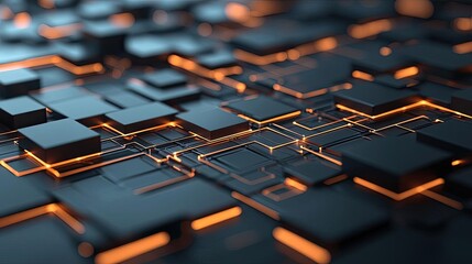 Obraz premium Geometric pattern design abstract background idea. Abstract digital pattern with glowing lines and dark geometric shapes, modern and futuristic.