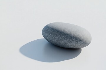 Gray stone, smooth oval shape, simple, natural, light, shadow
