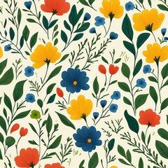 Seamless decorative and beautiful flowers for spring time pattern