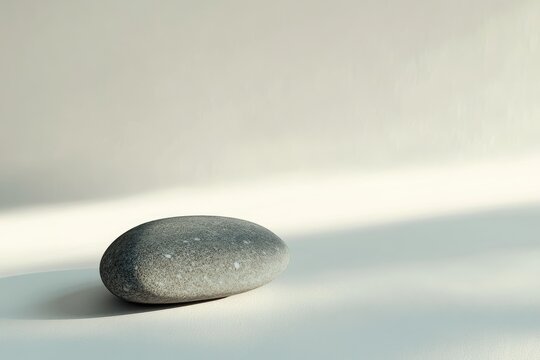 Smooth gray stone on a light background, casting subtle shadows