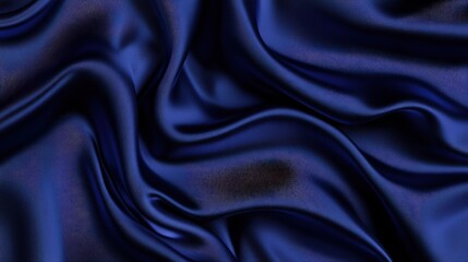 Fototapeta premium A rich, dark blue satin fabric, featuring smooth, flowing folds that create a luxurious and elegant appearance.