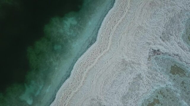Aerial View of Salt Layers of Dead Sea